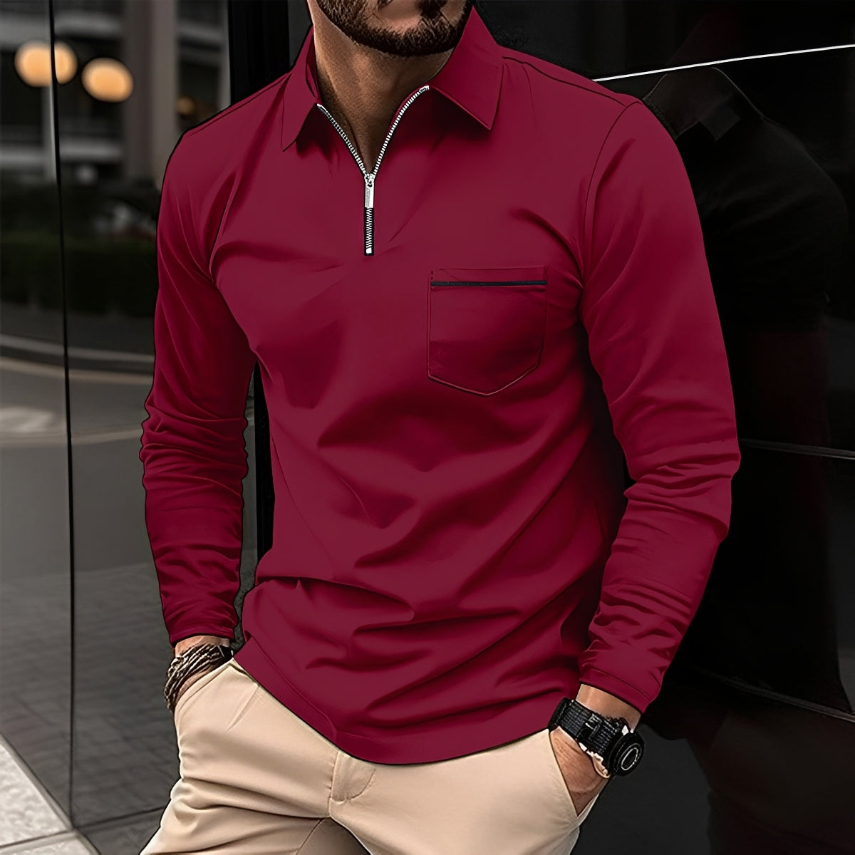 Jackson - Herren Langarm-Poloshirt - für den Alltag