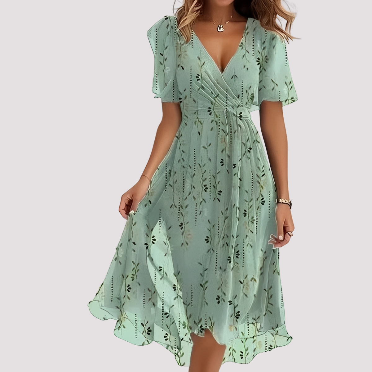 Rebecca - Damen-Midikleid mit elegantem Blumenmuster