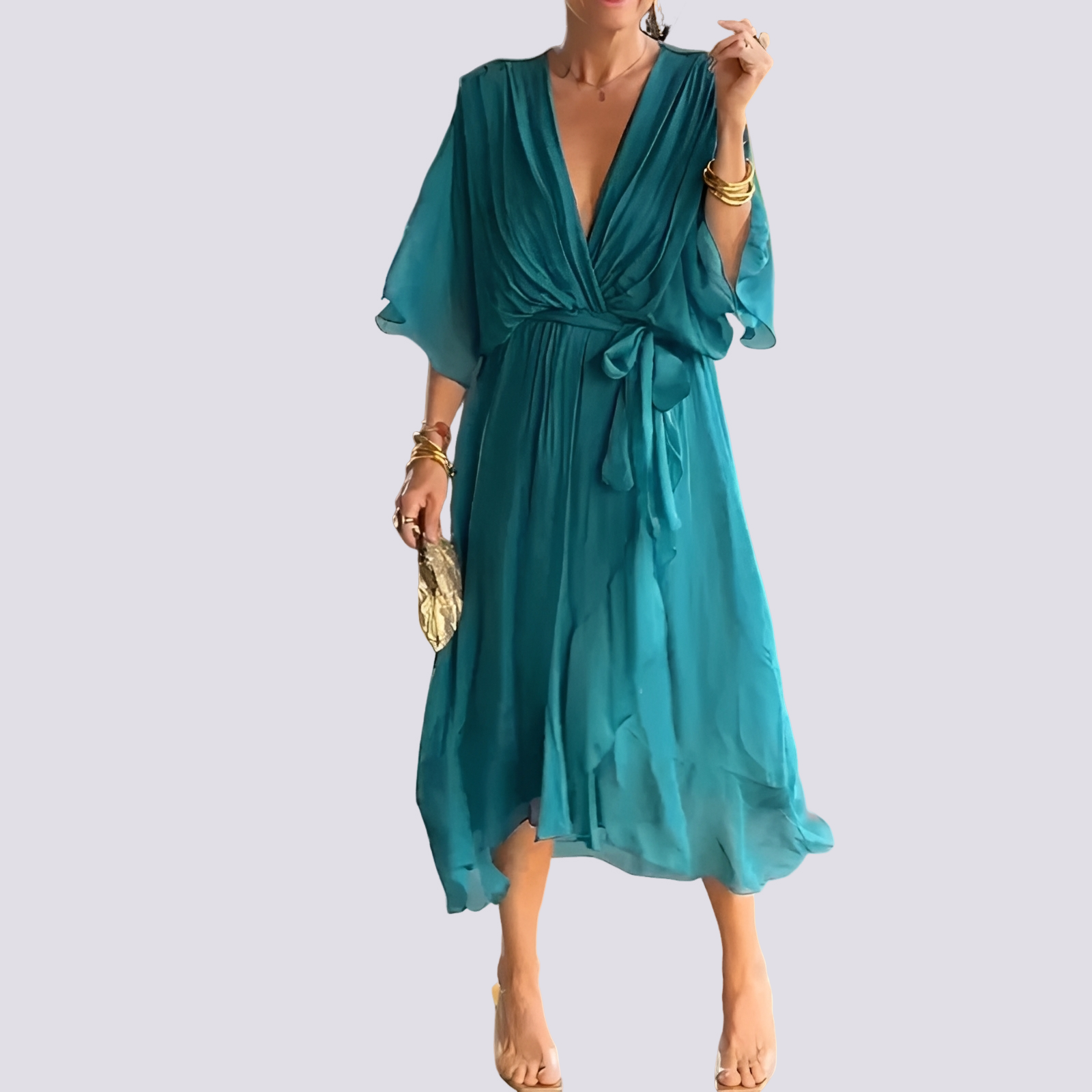 Jane - Asymmetrisches Kleid mit V-Ausschnitt