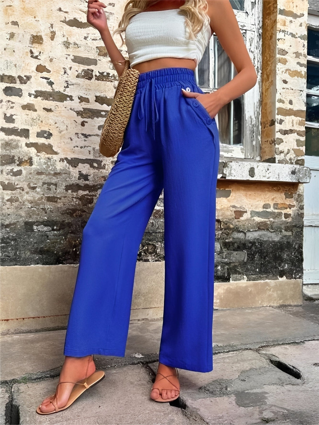 Allie - Trendige, locker geschnittene Damenhose mit hohem Bund