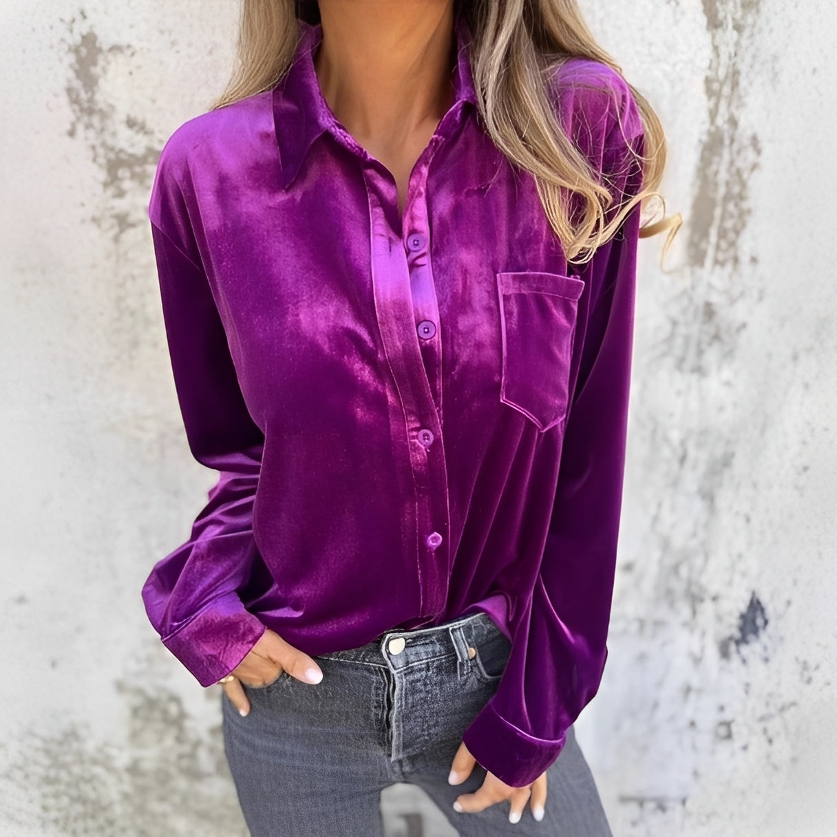 Jessie - Langärmelige Bluse mit Knopfleiste