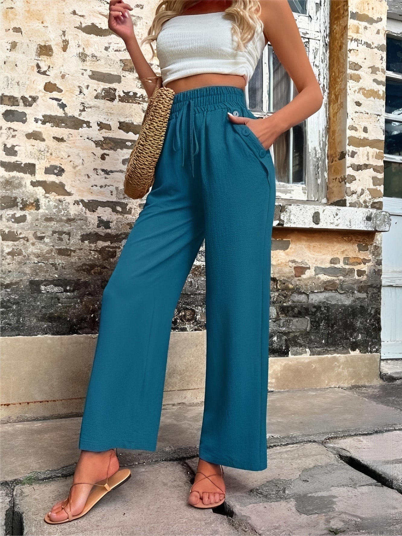 Allie - Trendige, locker geschnittene Damenhose mit hohem Bund