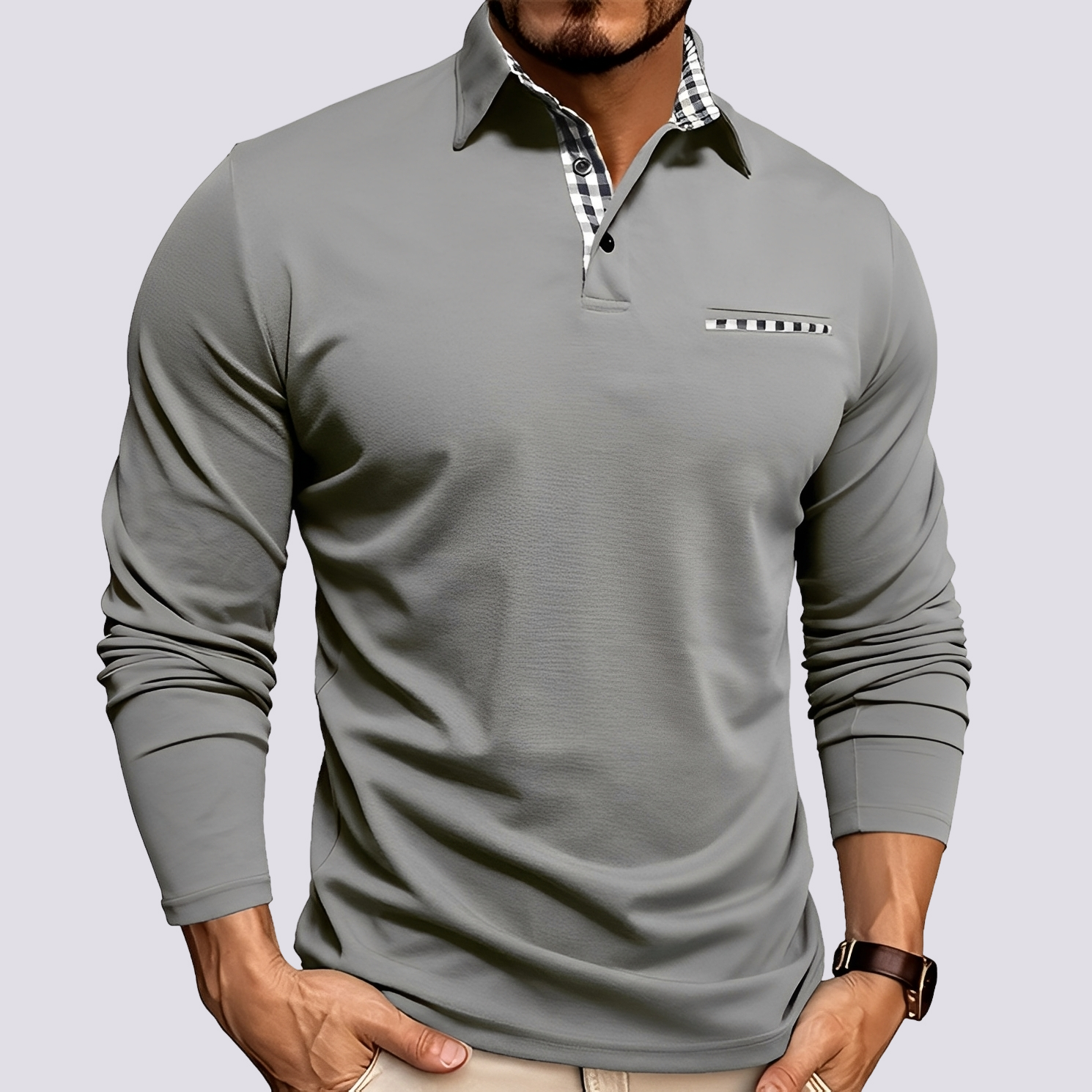 Mark – Herren-Polohemd – Langarm-Casualhemden