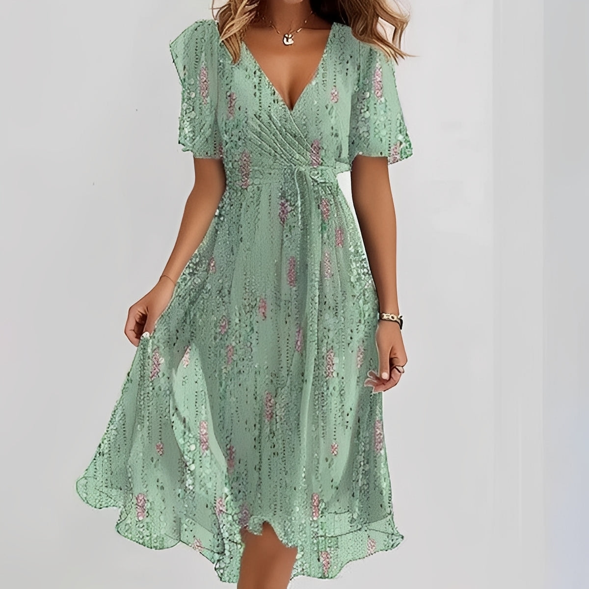 Emelia - Florales Chiffonkleid