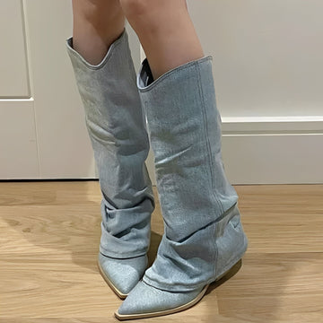 Josie - Trendige Jeans-Kniestiefel für Damen