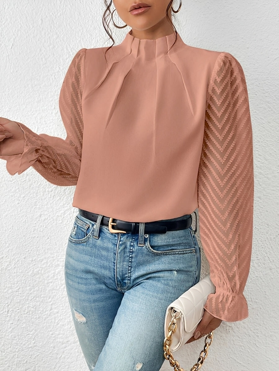 Bella - Chiffon-Oberteil mit langen Ärmeln