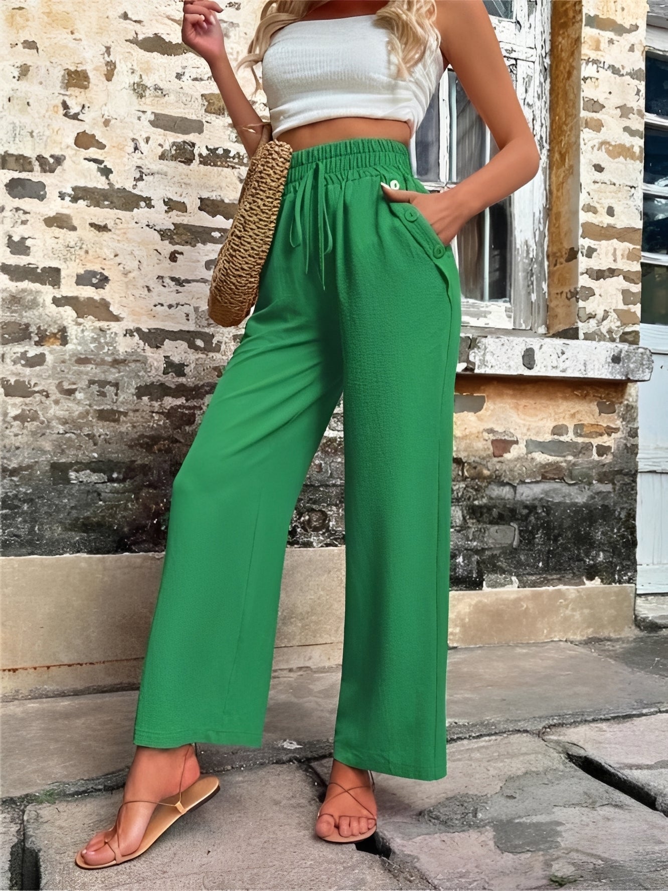 Allie - Trendige, locker geschnittene Damenhose mit hohem Bund