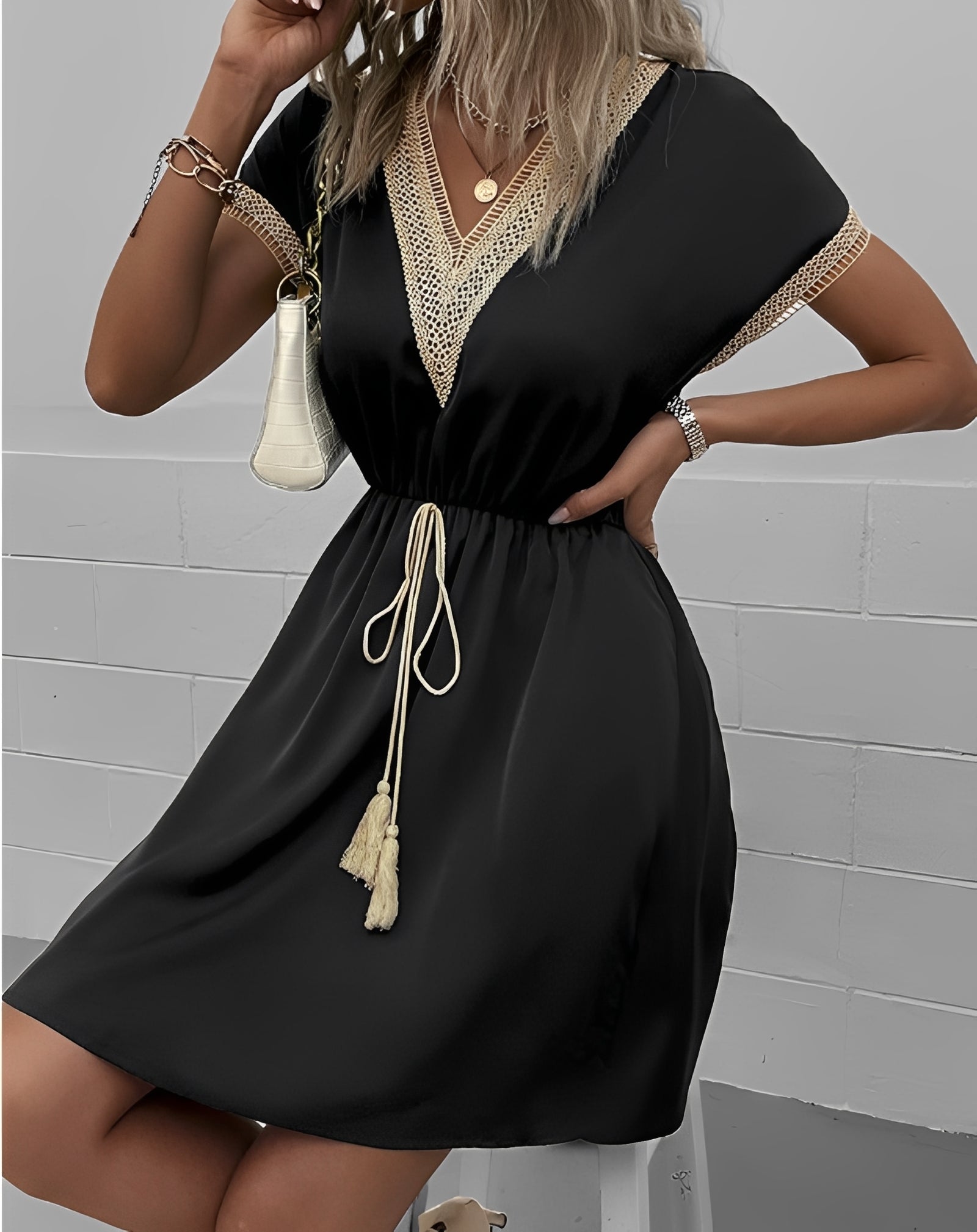 Isabelle - Stilvolles Boho-Kleid mit kurzen Ärmeln für Damen