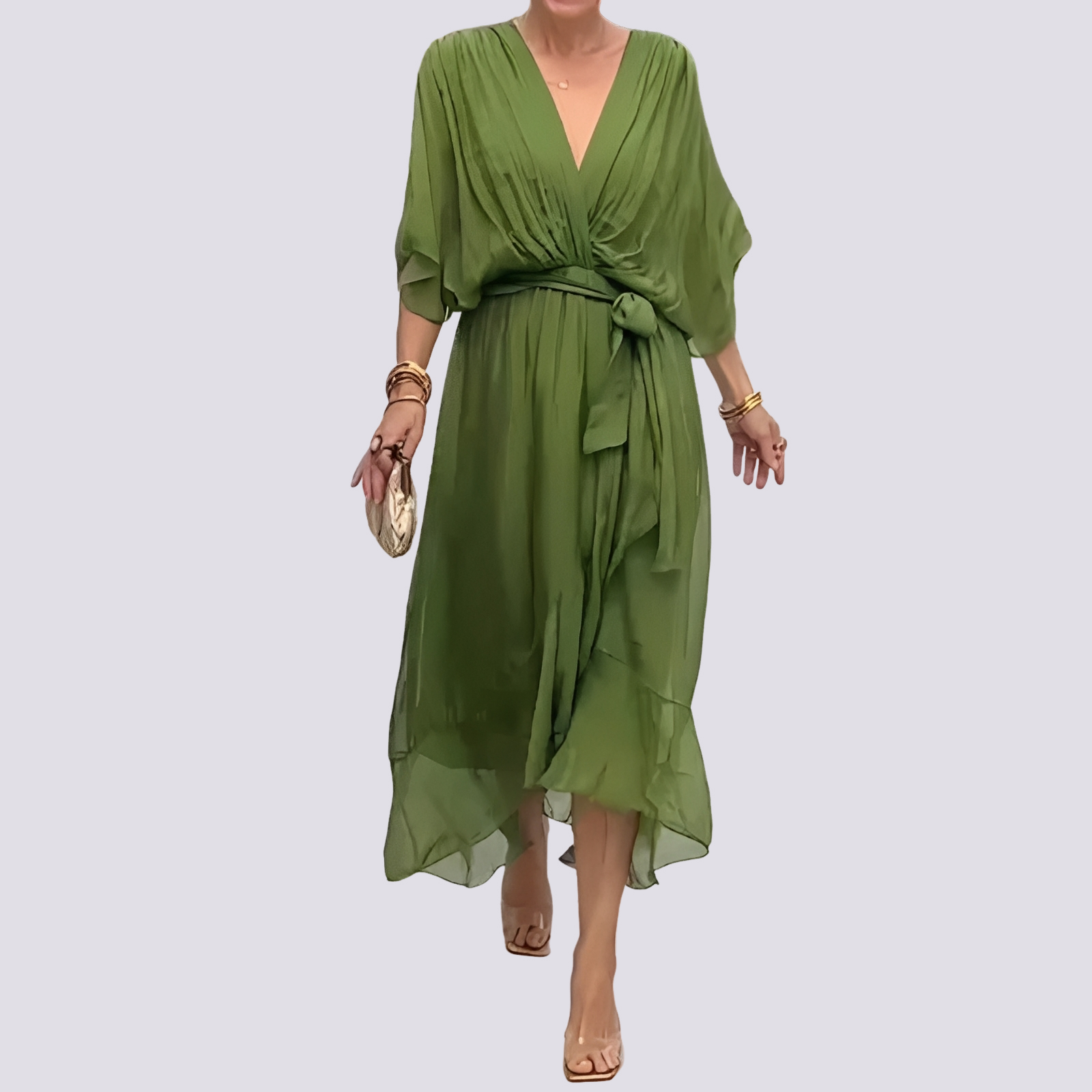 Jane - Asymmetrisches Kleid mit V-Ausschnitt