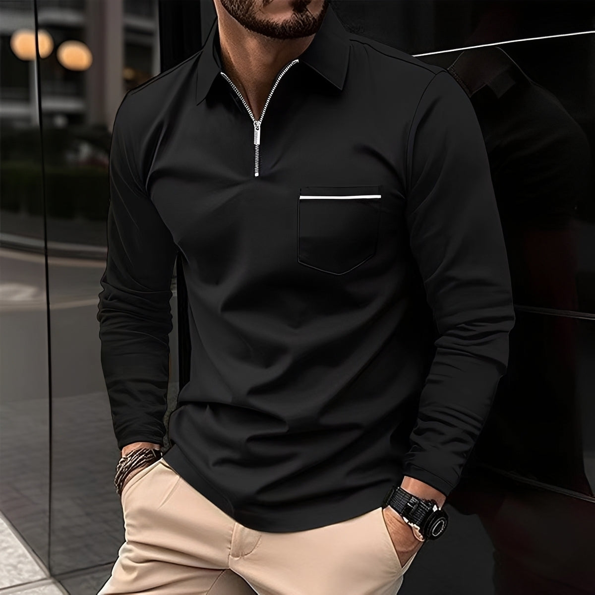 Jackson - Herren Langarm-Poloshirt - für den Alltag