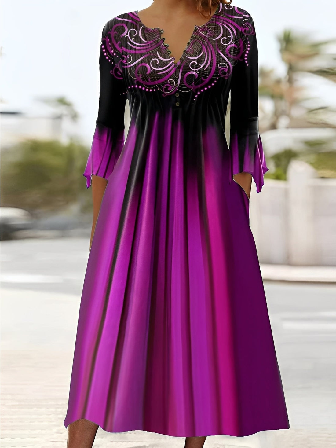 Bonnie - Elegantes Midikleid mit 3/4-Ärmeln für Damen