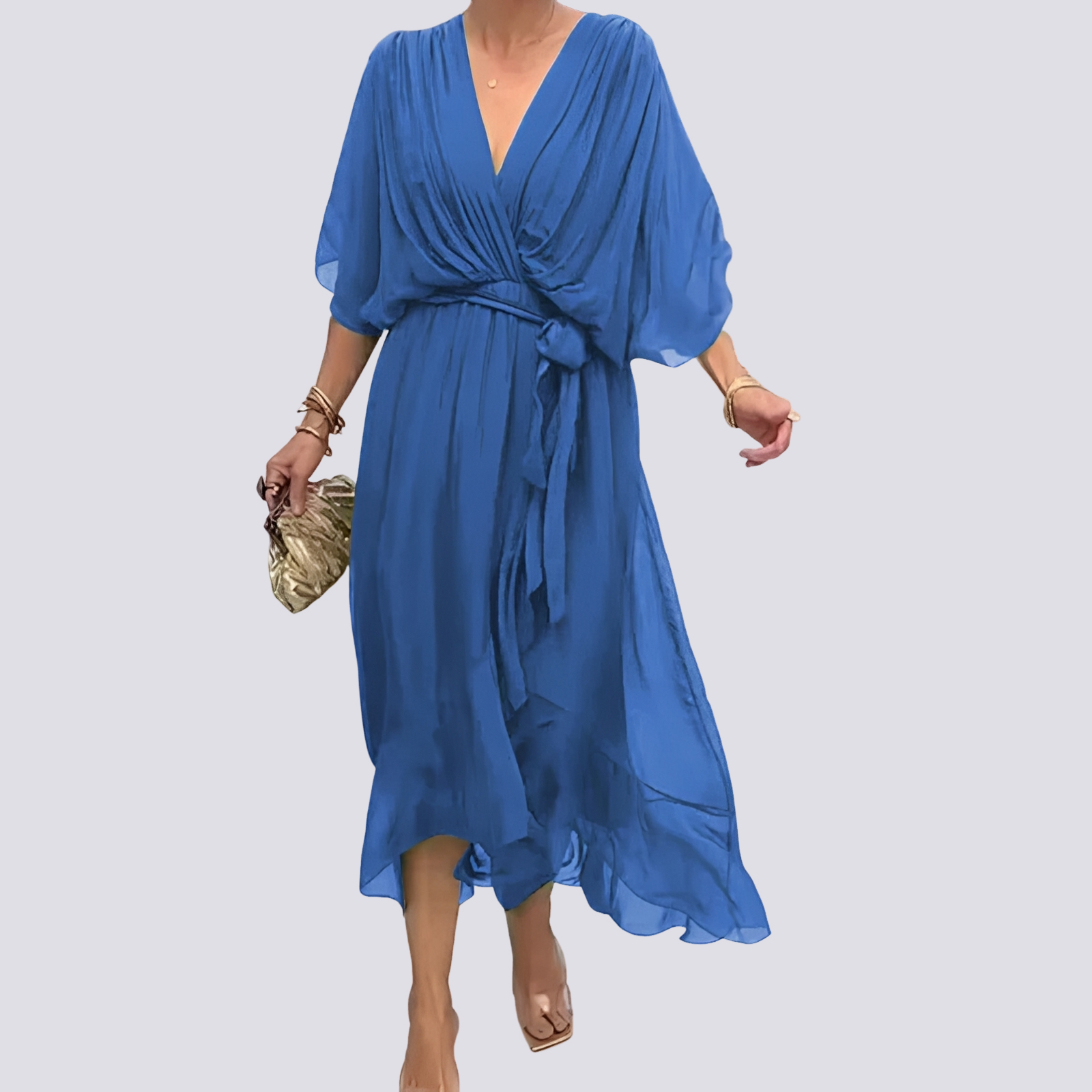 Jane - Asymmetrisches Kleid mit V-Ausschnitt
