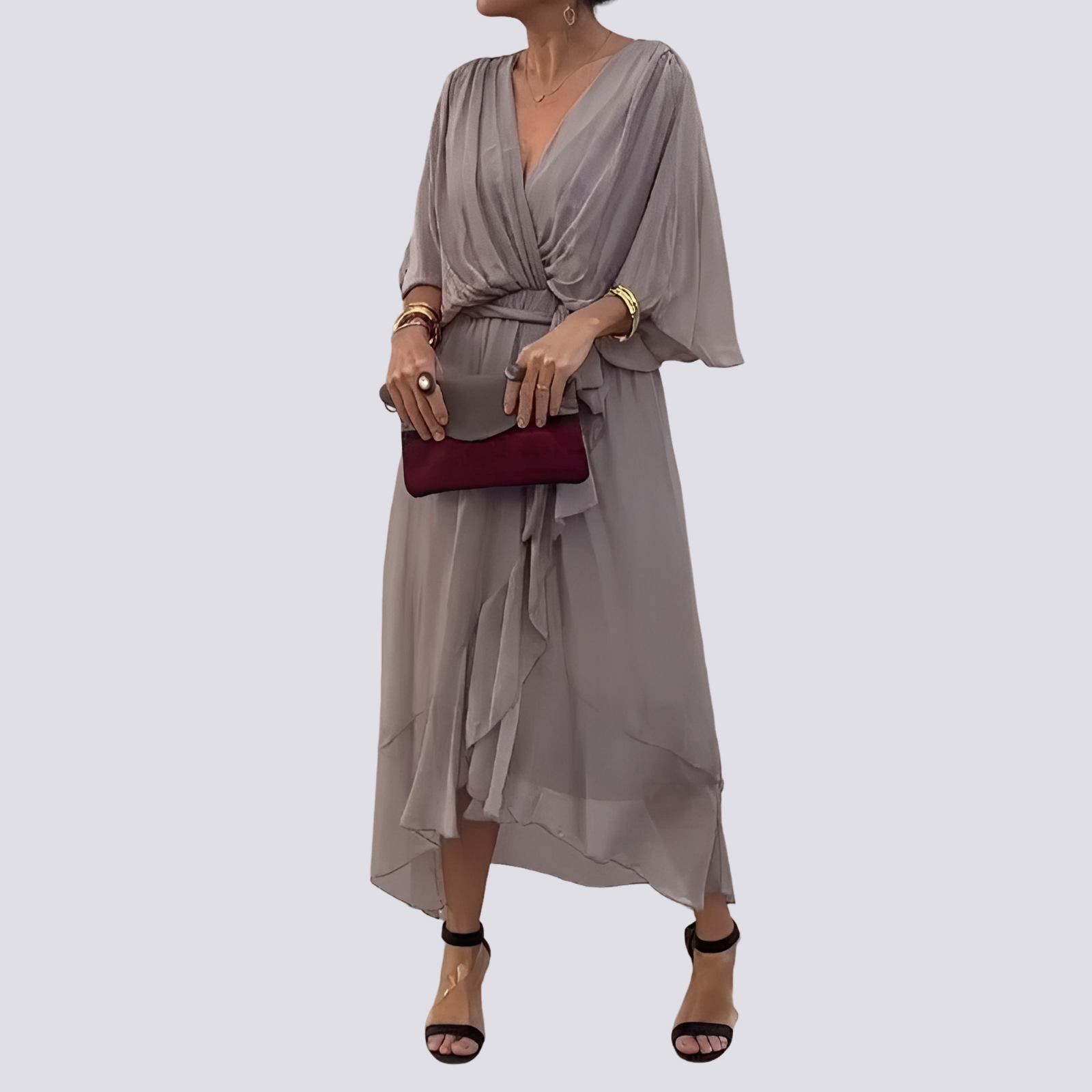 Jane - Asymmetrisches Kleid mit V-Ausschnitt