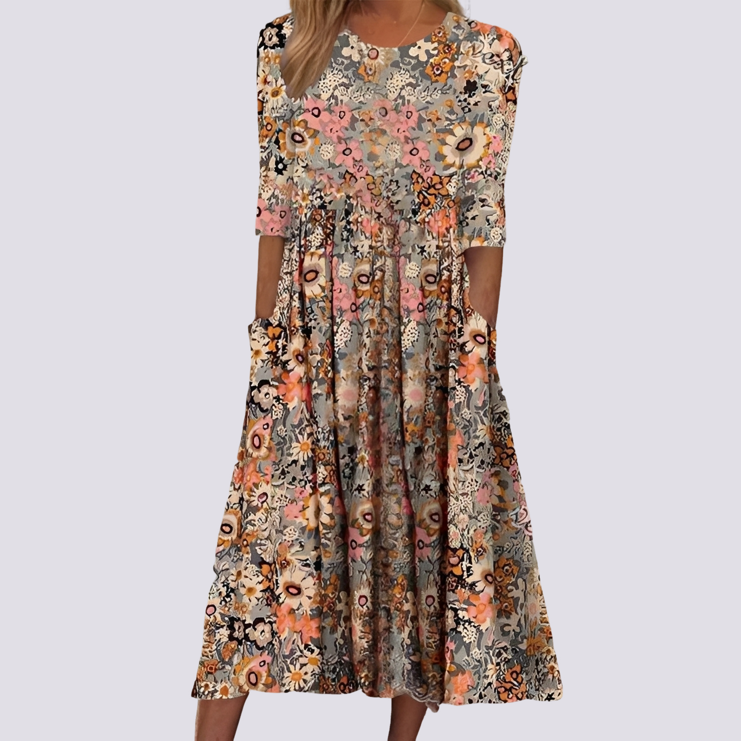 Lucie - Elegantes langes Blumenkleid
