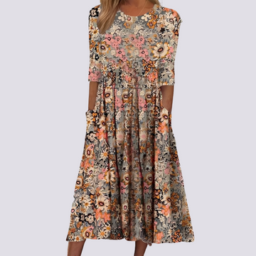 Lucie - Elegantes langes Blumenkleid