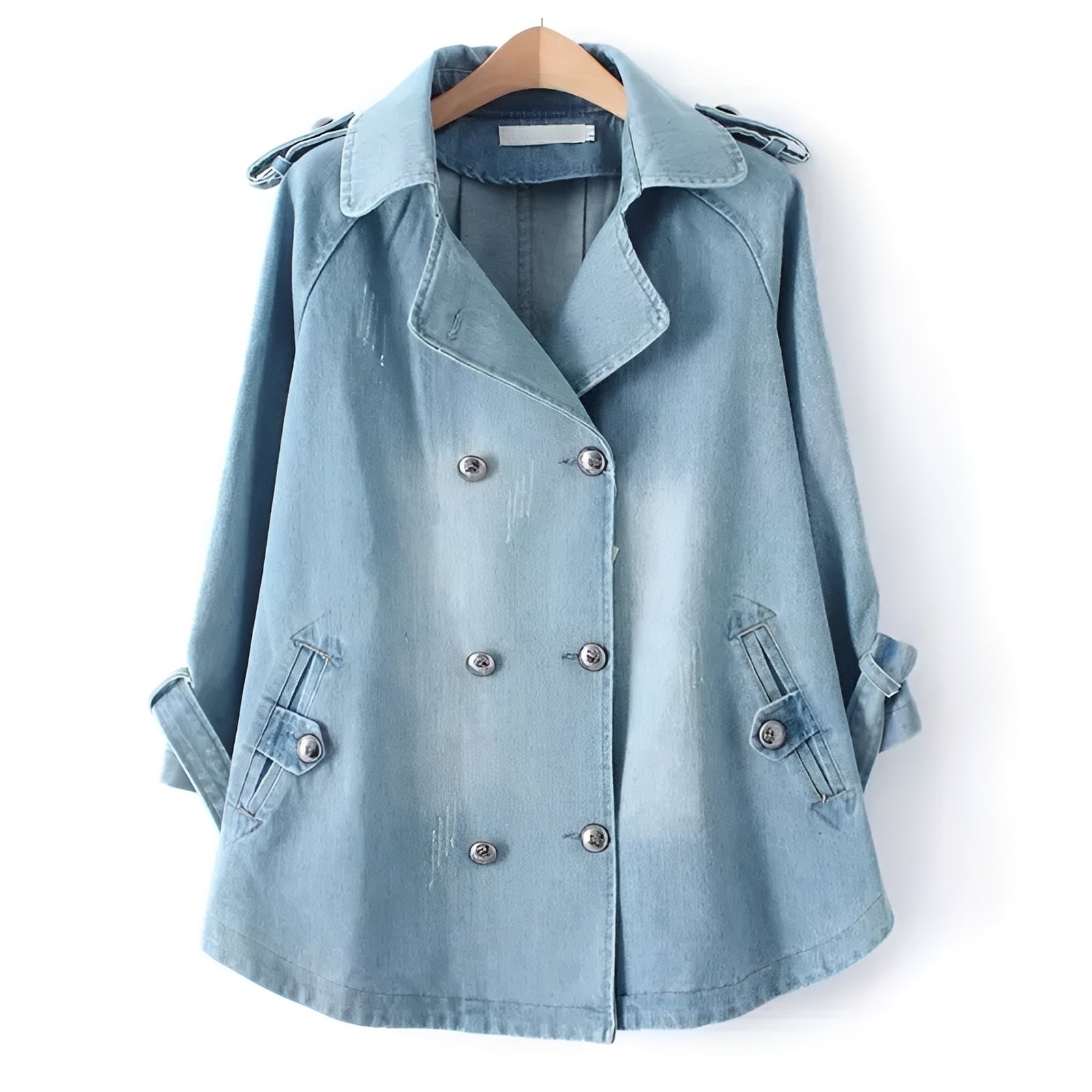 Faye - Stilvoller Denim-Cape-Mantel