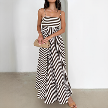 Lerra - Langes Plisseekleid mit Streifen