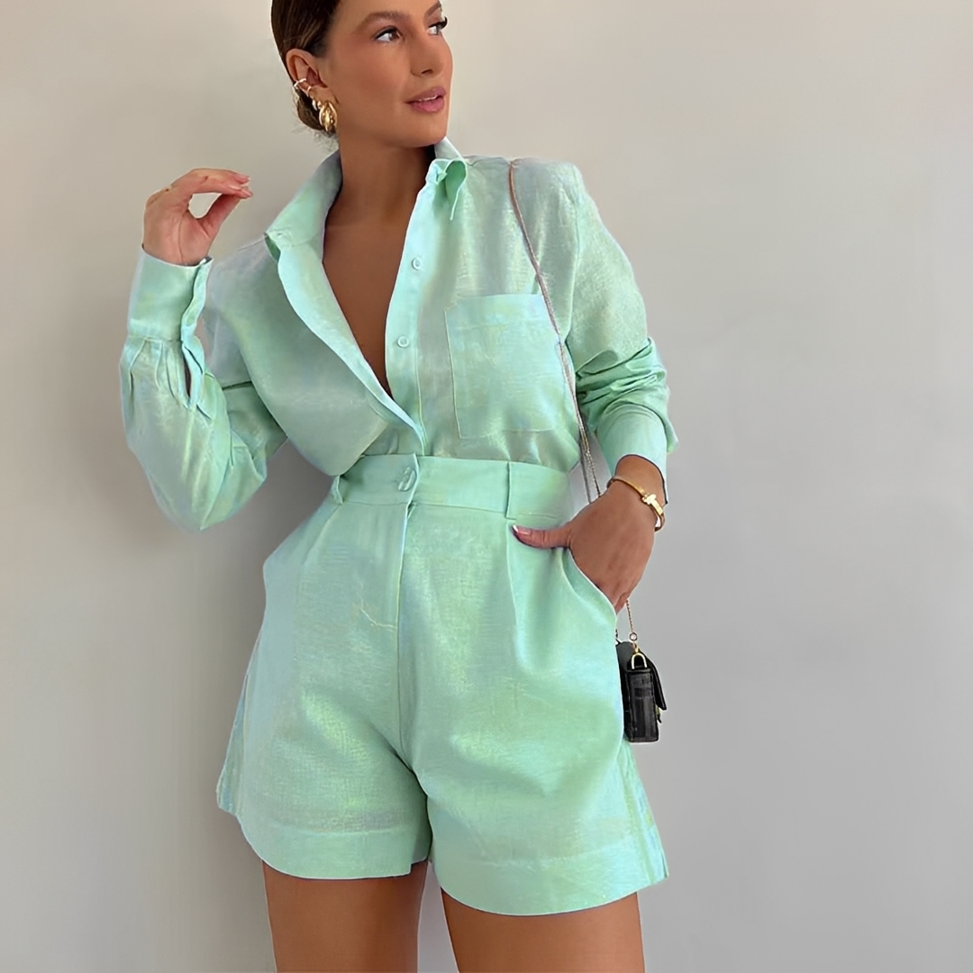 Yasin - Set mit Oberteil und weiten Shorts, langärmelig