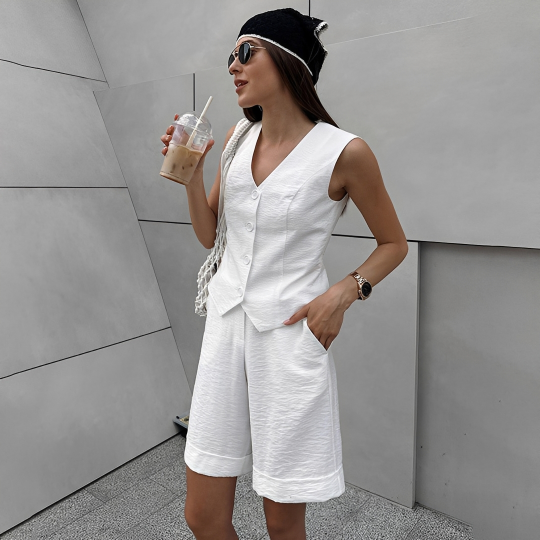 Ruth - Bequeme ärmellose Weste und Shorts-Set