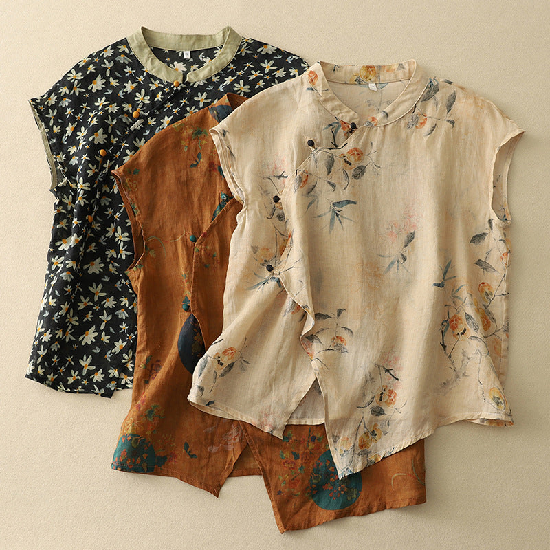 Diana - Ärmellose Bluse mit Blumenmuster