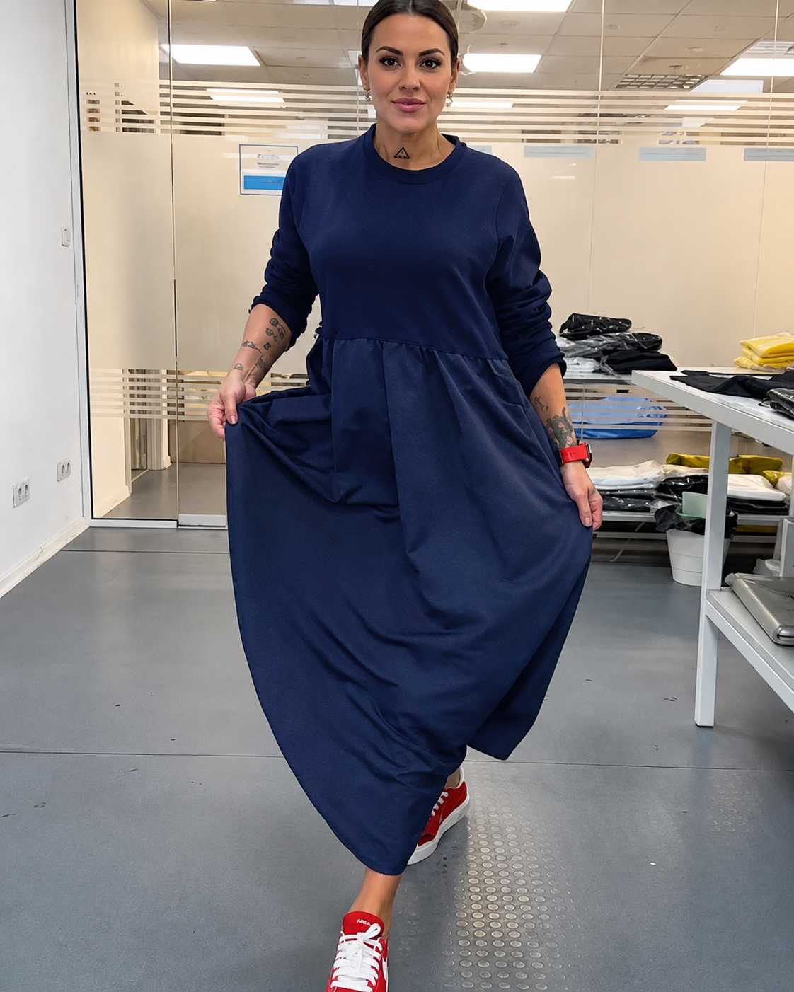 Imelda - Weites Rundhalskleid