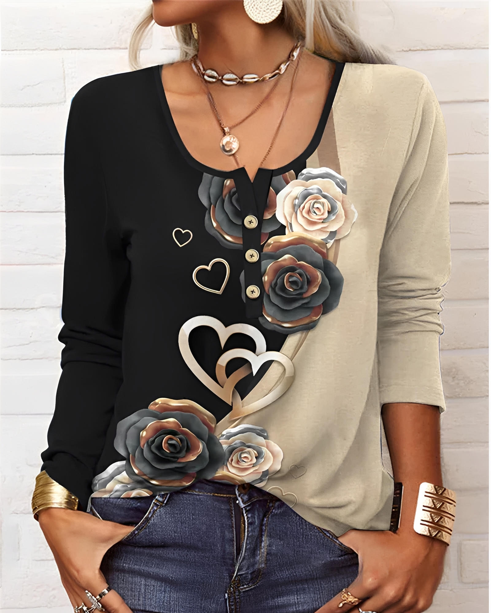 Alejandra - Elegante Halbknopf-Bluse