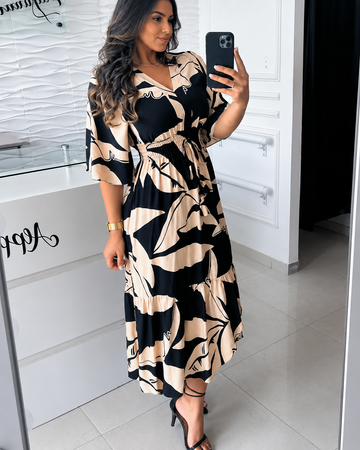 Agathe - Elegantes Midikleid mit V-Ausschnitt
