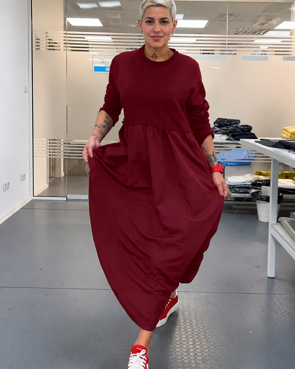 Imelda - Weites Rundhalskleid
