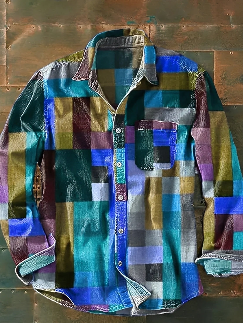 Charles – Langarmhemd für Herren – Bunt und Retro