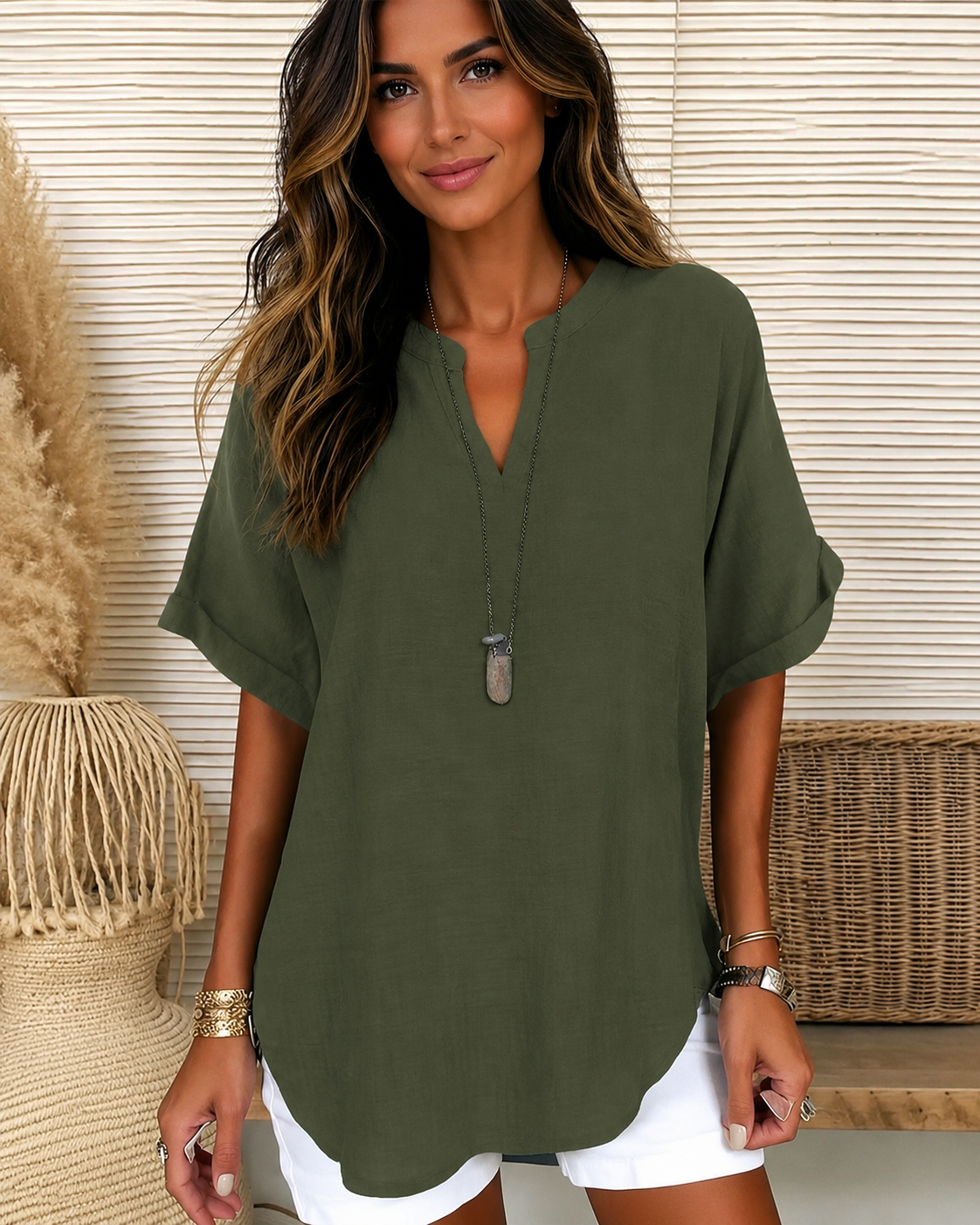 Taylor - Luftige Bluse mit V-Ausschnitt