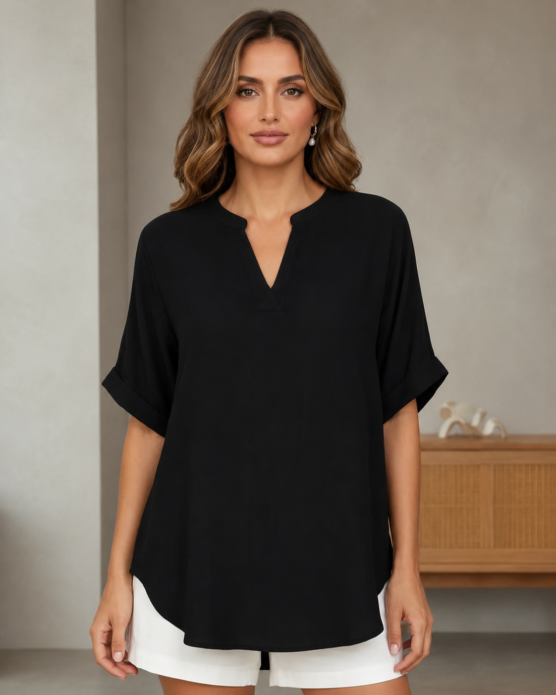 Taylor - Luftige Bluse mit V-Ausschnitt