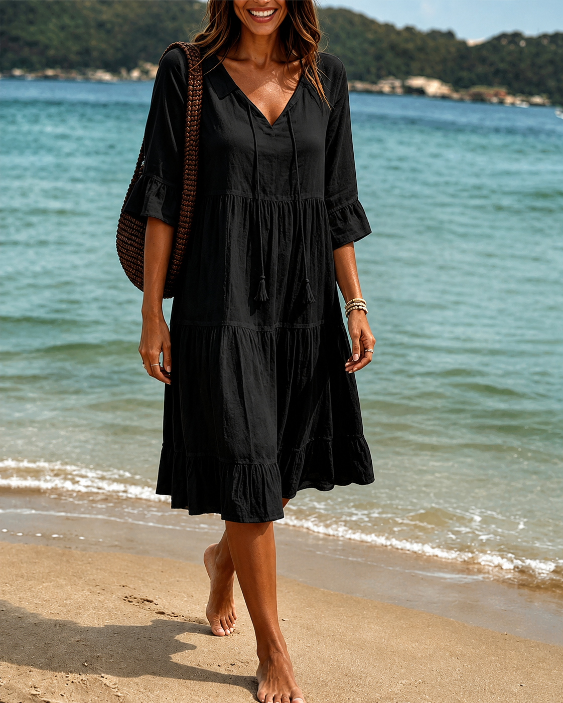 Lorraine - Schickes Midikleid mit V-Ausschnitt