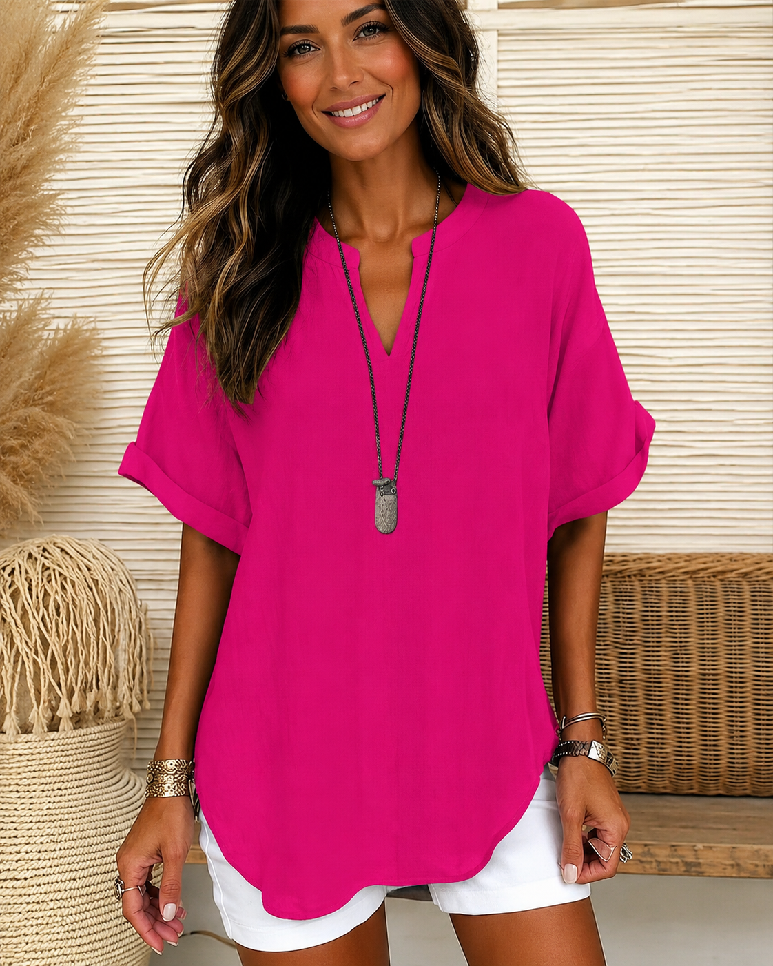 Taylor - Luftige Bluse mit V-Ausschnitt
