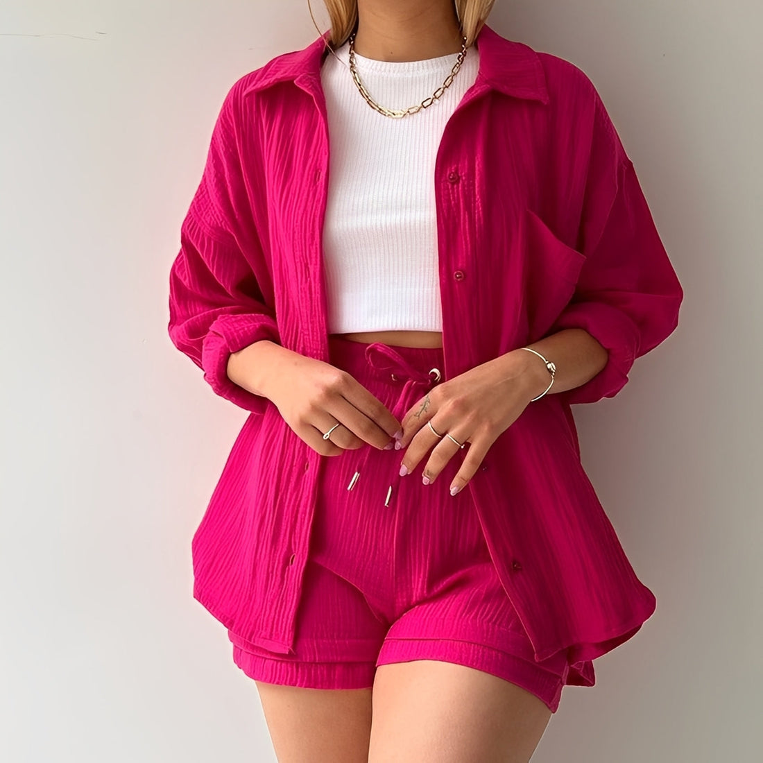 Julia - Komfortables Set mit Reverskragen und hoher Taille für Damen