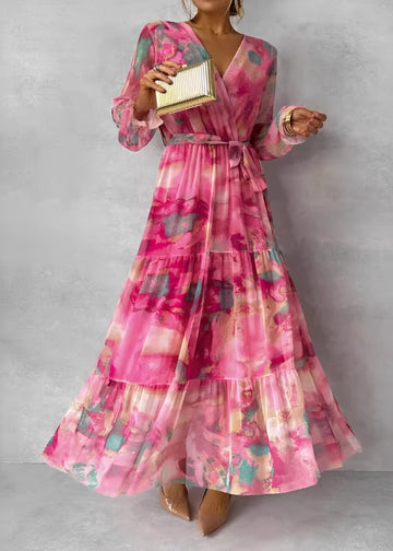 Melissa - Damen-Maxikleid mit langen Ärmeln und Blumenmuster