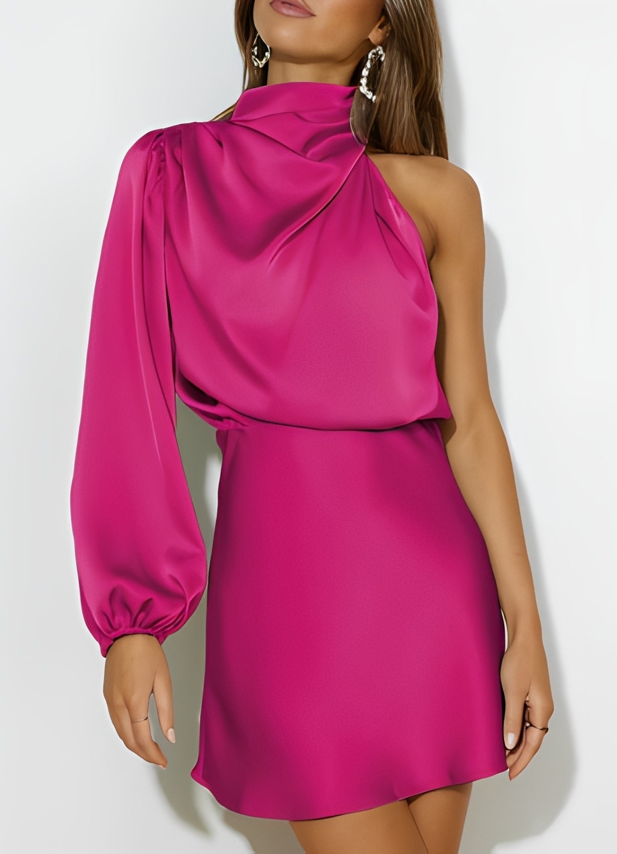 Sammy - Stilvolles One-Shoulder-Kleid mit langen Ärmeln