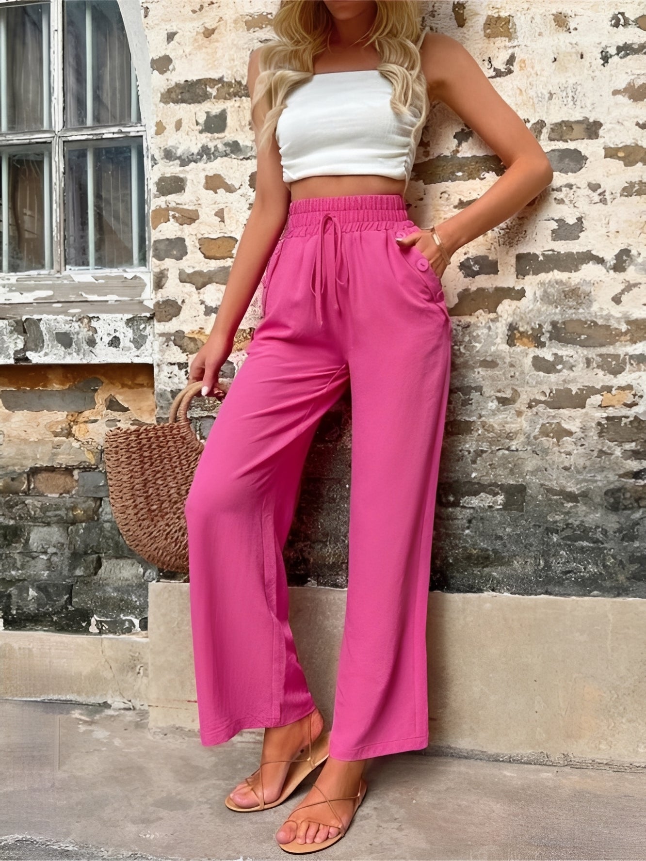 Allie - Trendige, locker geschnittene Damenhose mit hohem Bund