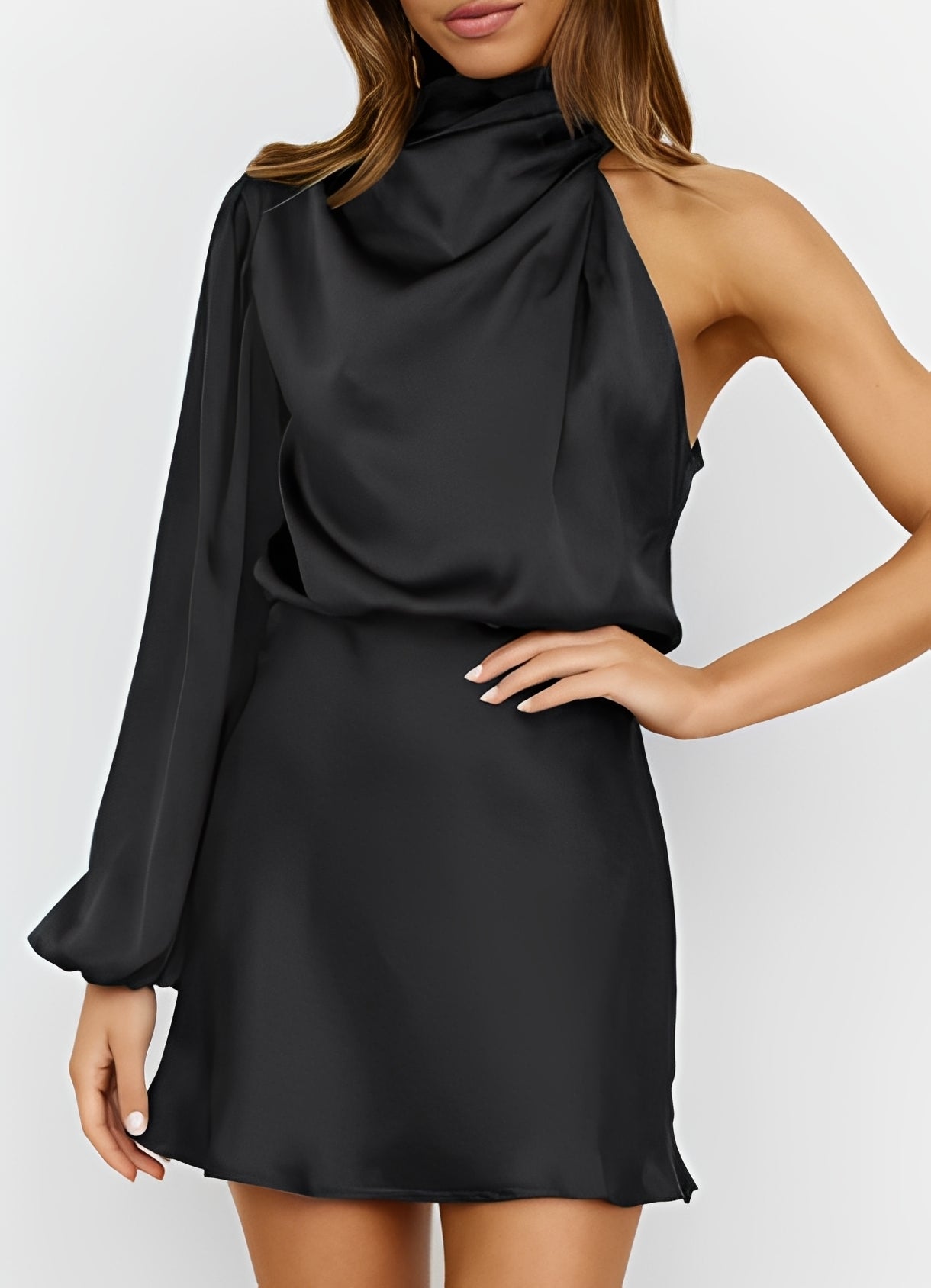 Sammy - Stilvolles One-Shoulder-Kleid mit langen Ärmeln