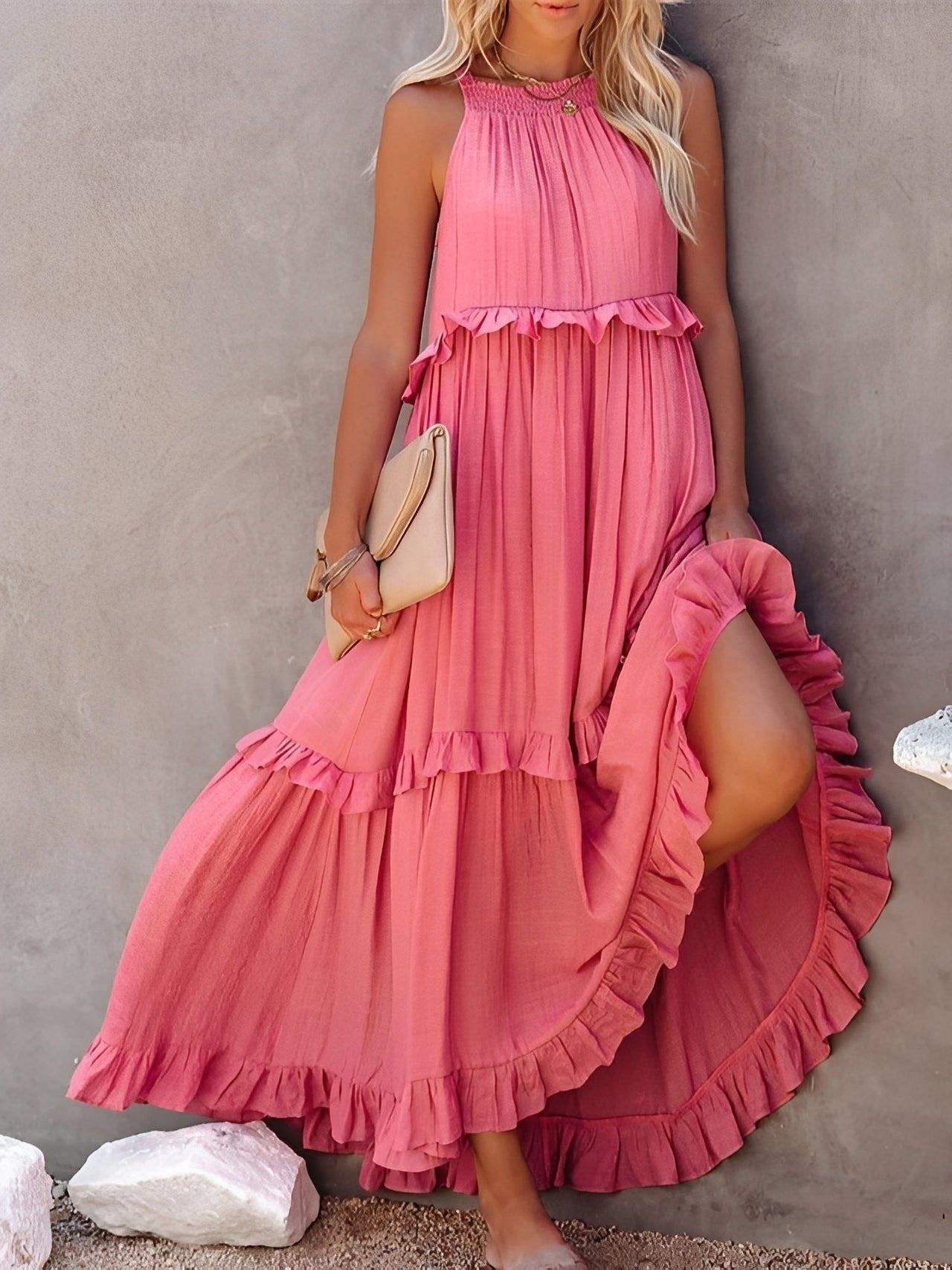 Zanna - Stilvolles ärmelloses Rüschenkleid für Damen