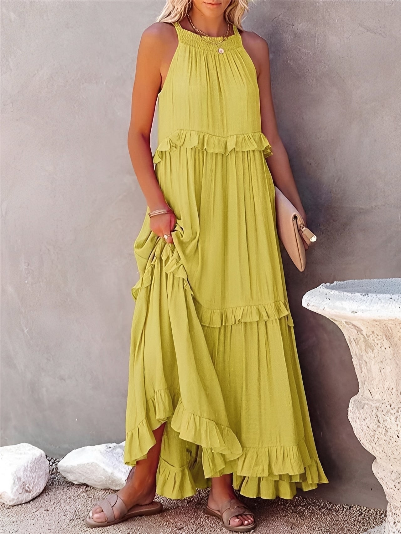 Zanna - Stilvolles ärmelloses Rüschenkleid für Damen