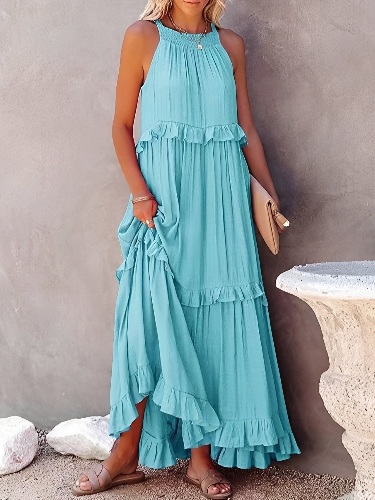 Zanna - Stilvolles ärmelloses Rüschenkleid für Damen