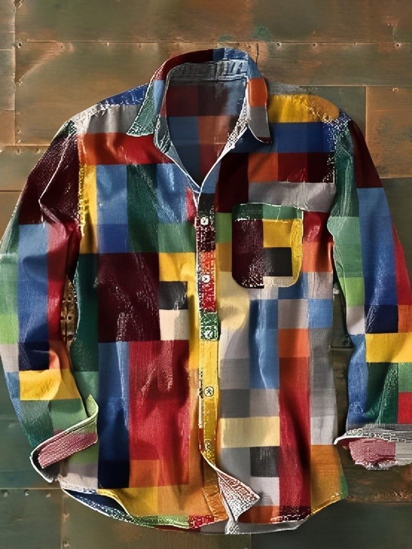 Charles – Langarmhemd für Herren – Bunt und Retro