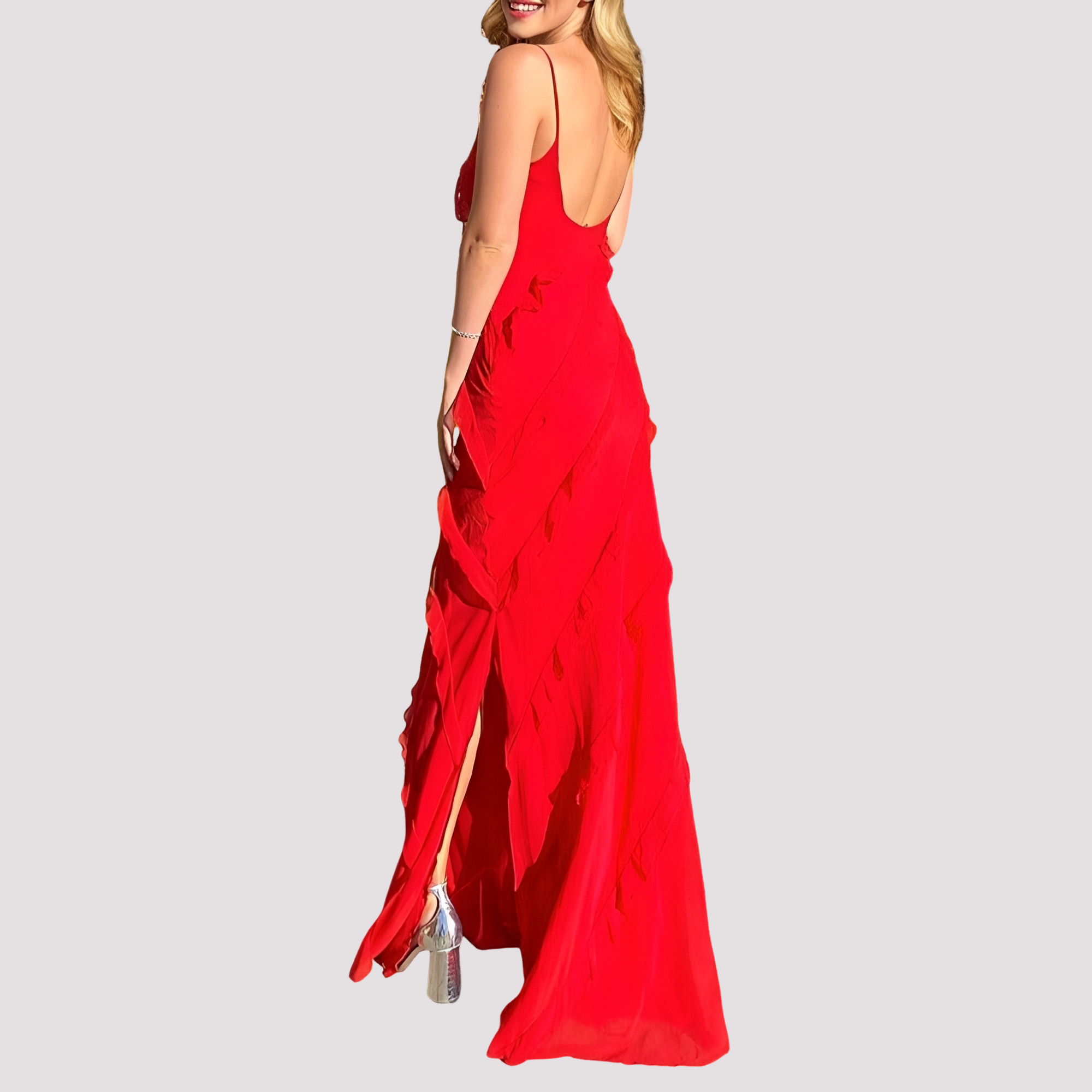 Micah - Stilvolles langes Kleid mit Rüschen