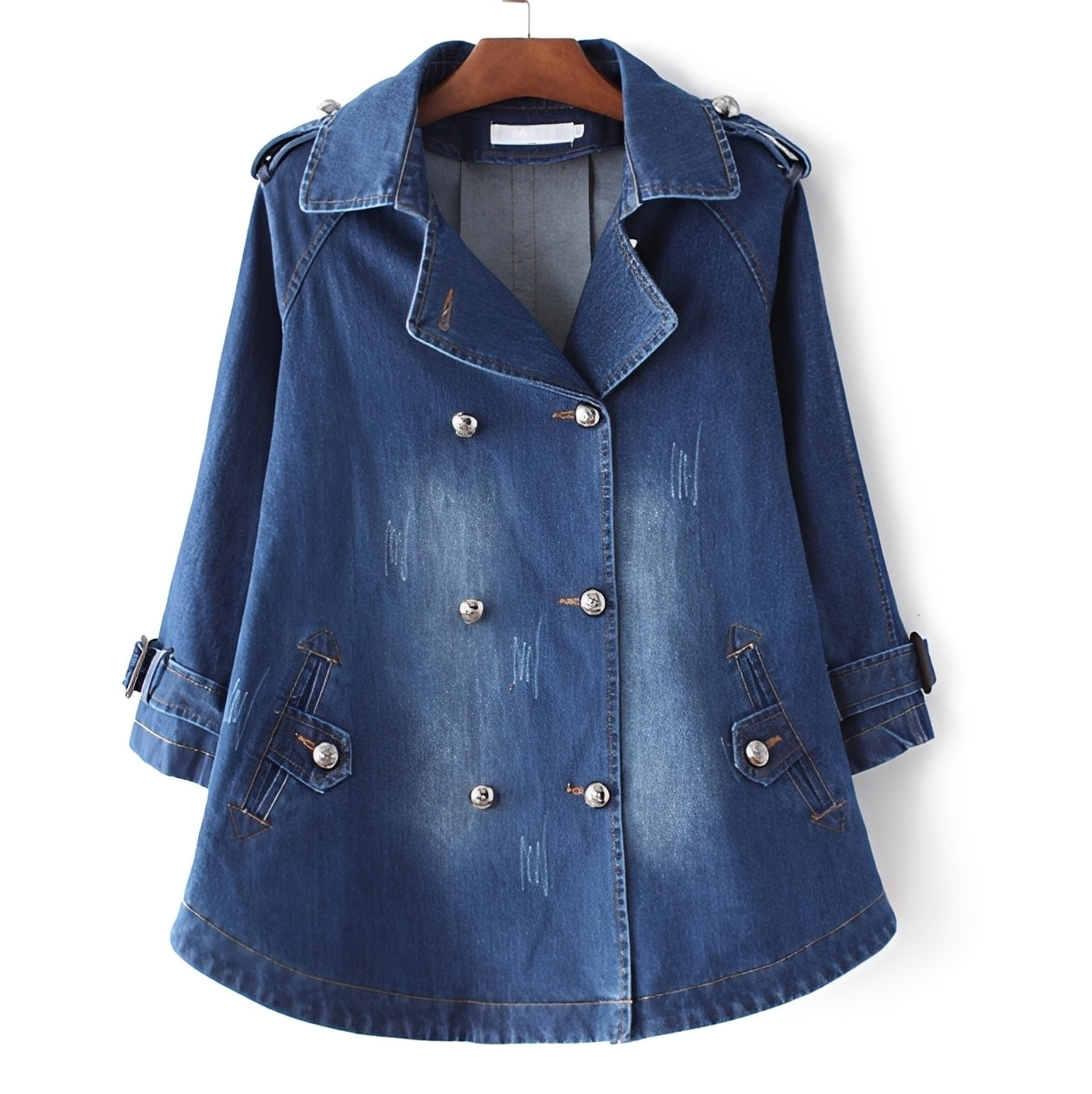 Faye - Stilvoller Denim-Cape-Mantel