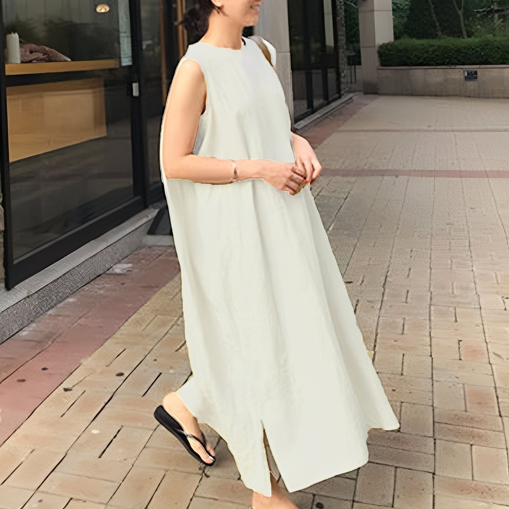 Carly - Entspanntes, ärmelloses Damenplisseekleid
