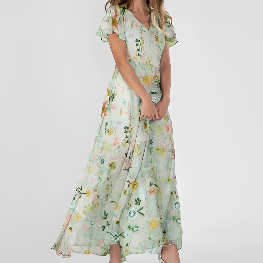 Lily - Elegantes blumiges Maxikleid