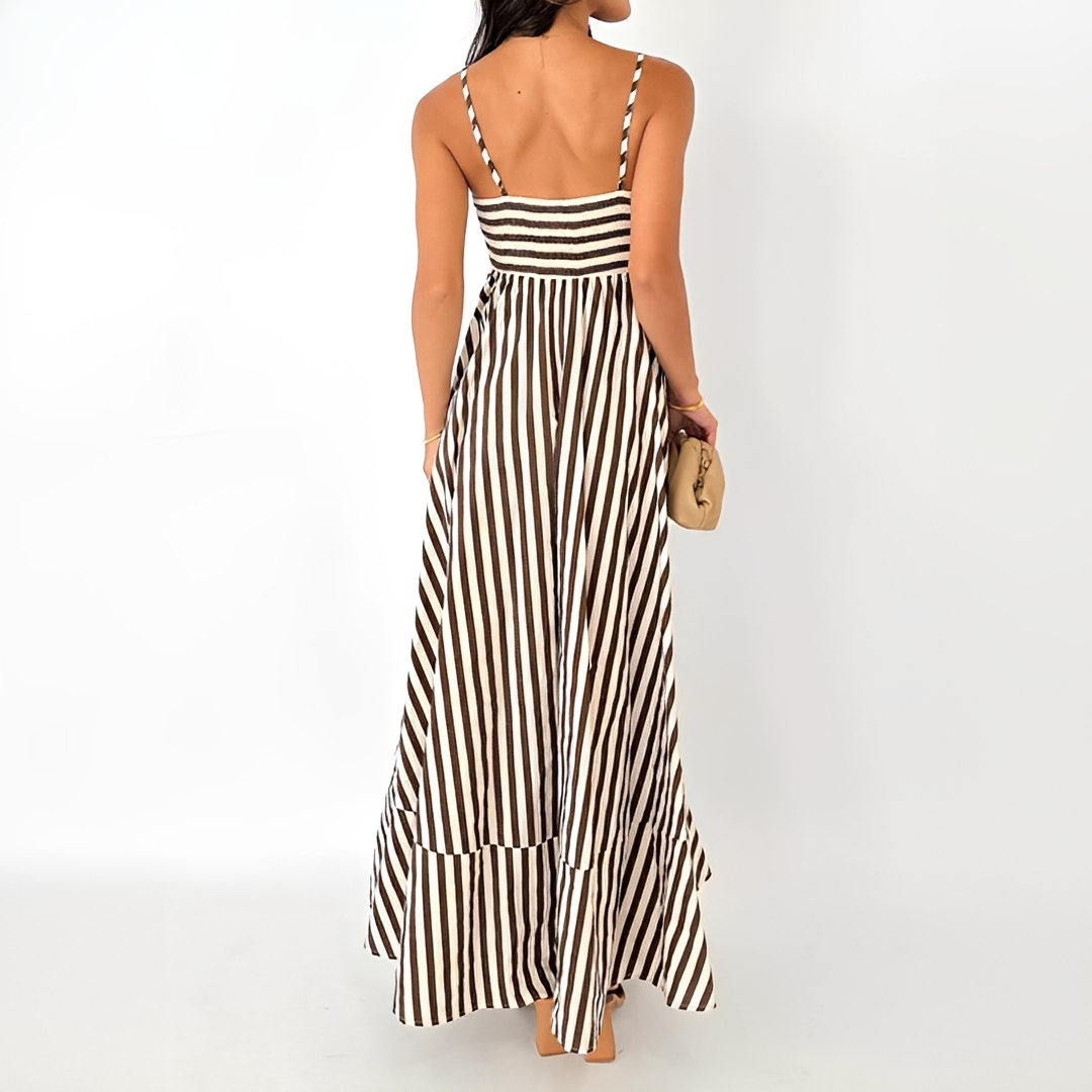 Lerra - Langes Plisseekleid mit Streifen