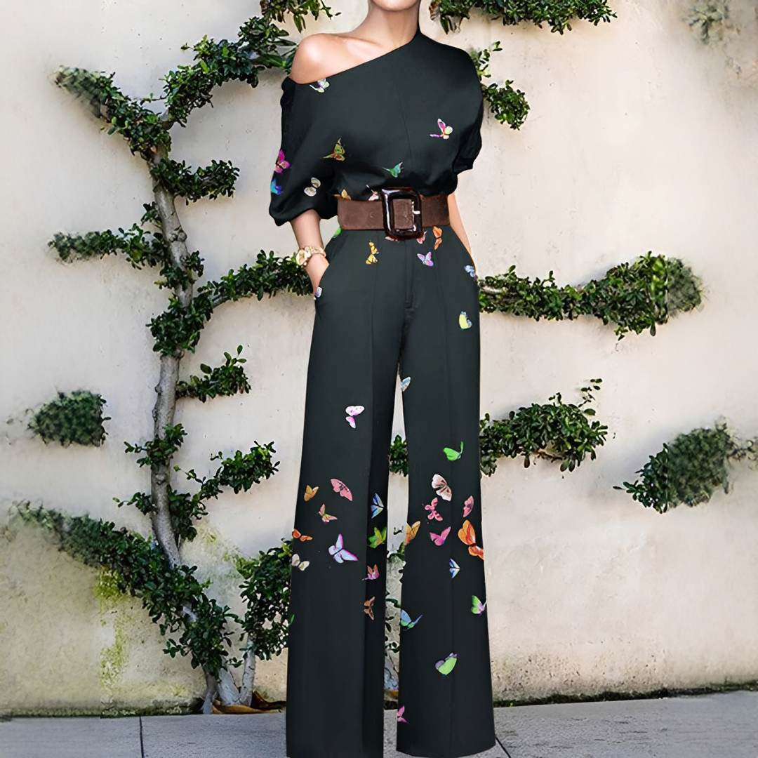 Chandrine - Damenoverall mit asymmetrischem Design und weitem Bein