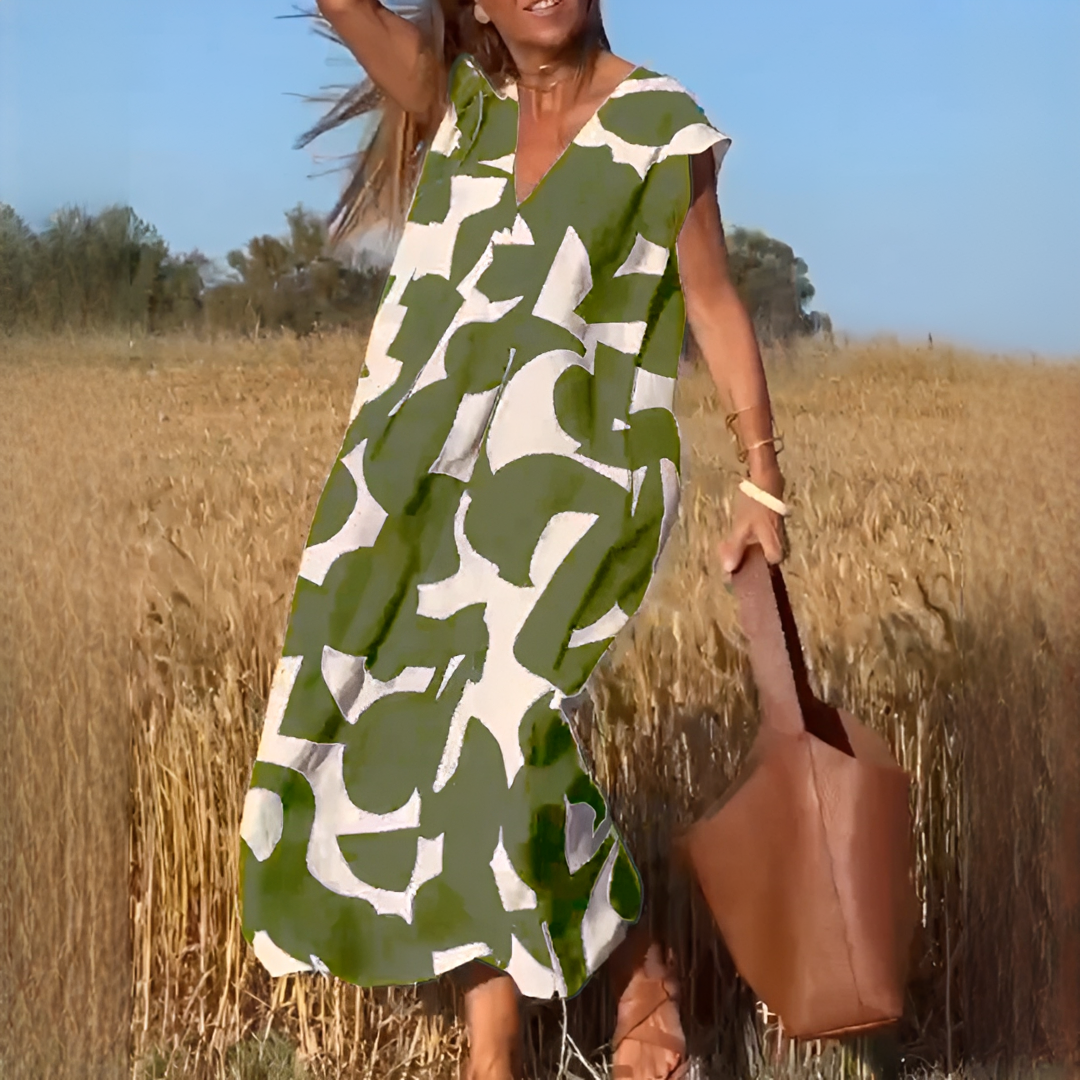 Vicky - Elegantes Kleid mit V-Ausschnitt und weitem Schnitt