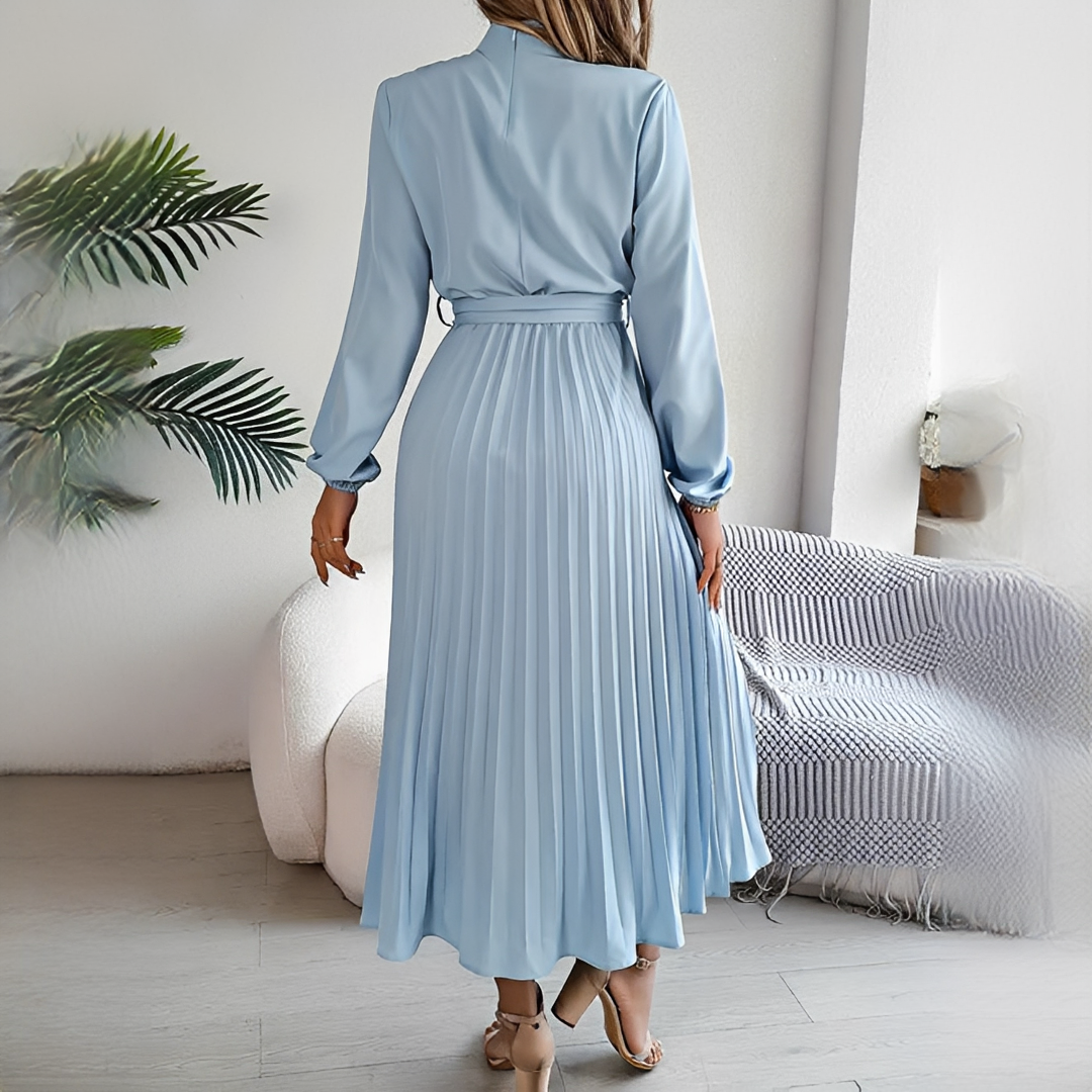 Jessy - Damenkleid mit langen plissierten Ärmeln